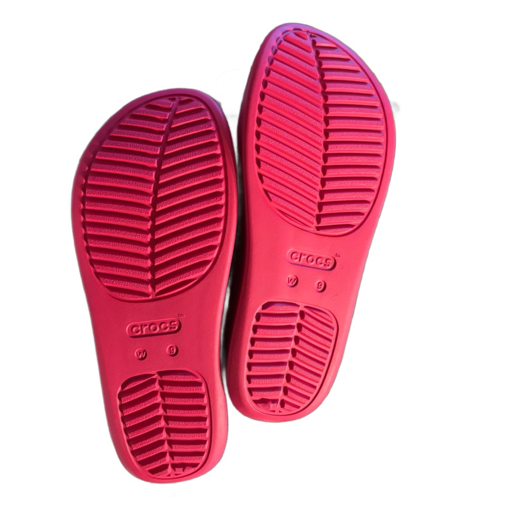 Crocs Women's Pink Slide Sandals Platform - Picture 7 of 7